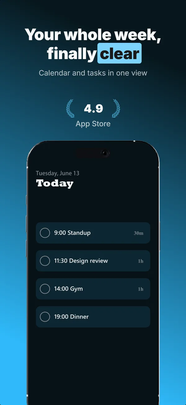 Slate App Store screenshot frame 1: Your whole week, finally clear