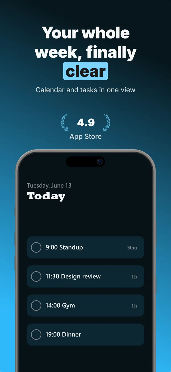 Slate App Store screenshot frame 1: Your whole week, finally clear