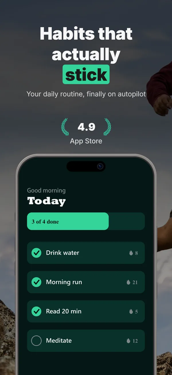 Habitly App Store screenshot frame 1: Habits that actually stick