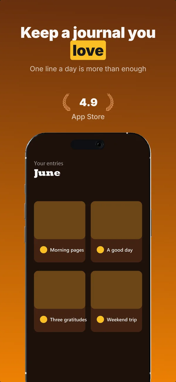 Pageful App Store screenshot frame 2: Keep a journal you love