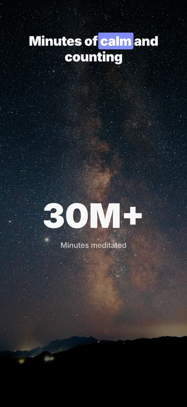 Stillwave App Store screenshot frame 5: Minutes of calm and counting