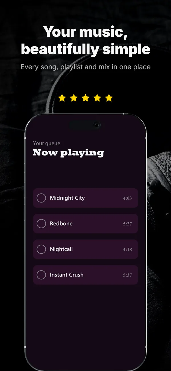 Resonant App Store screenshot frame 1: Your music, beautifully simple