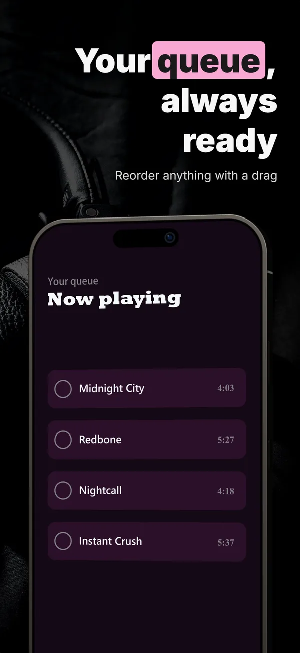 Resonant App Store screenshot frame 2: Your queue, always ready