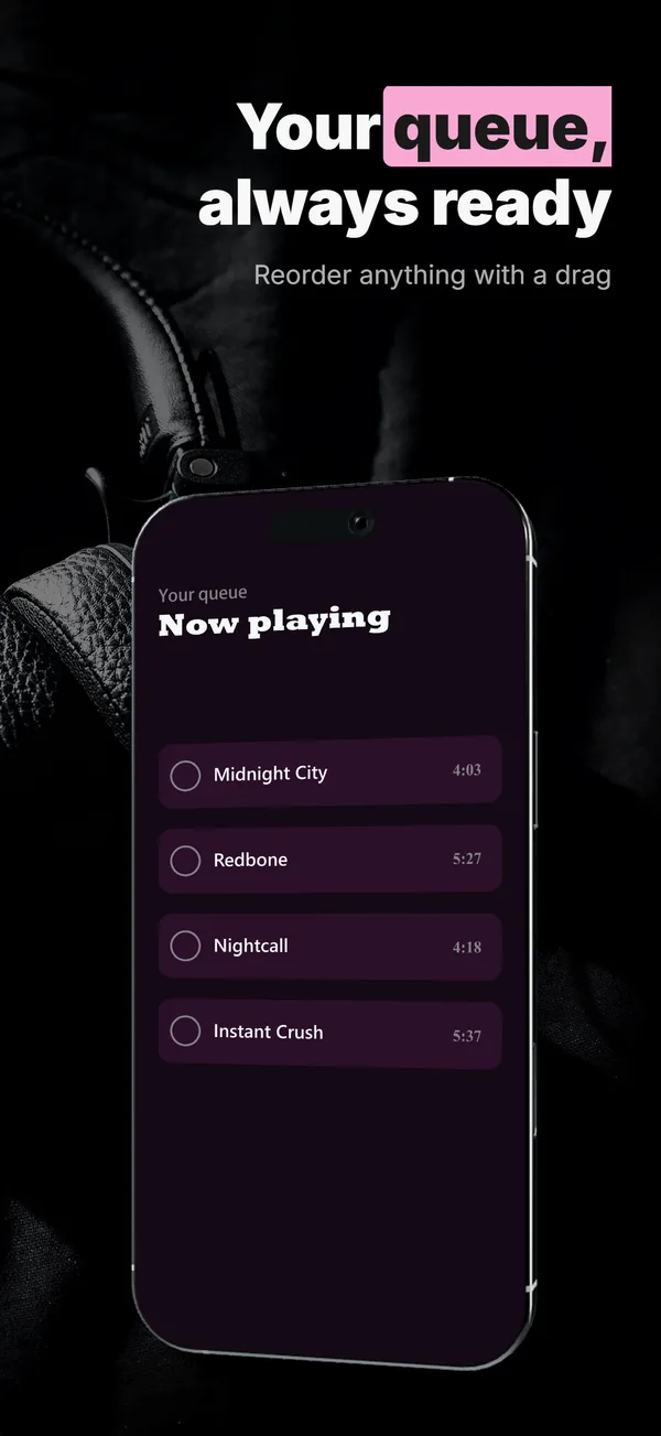Resonant App Store screenshot frame 2: Your queue, always ready