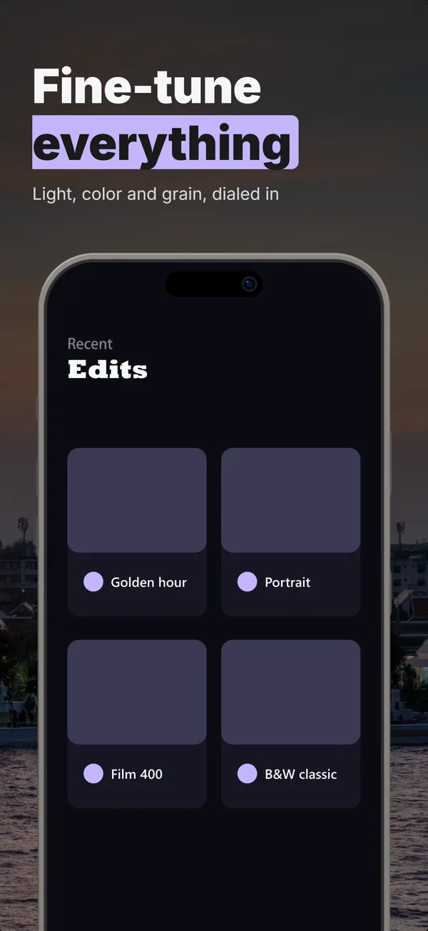Lumen App Store screenshot frame 3: Fine-tune everything