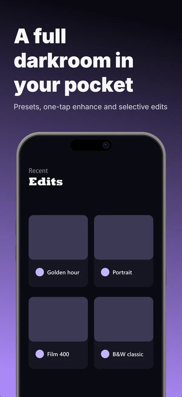 Generated App Store screenshot 4 of 5 for a photo editor app, sharing one palette and type scale across the set