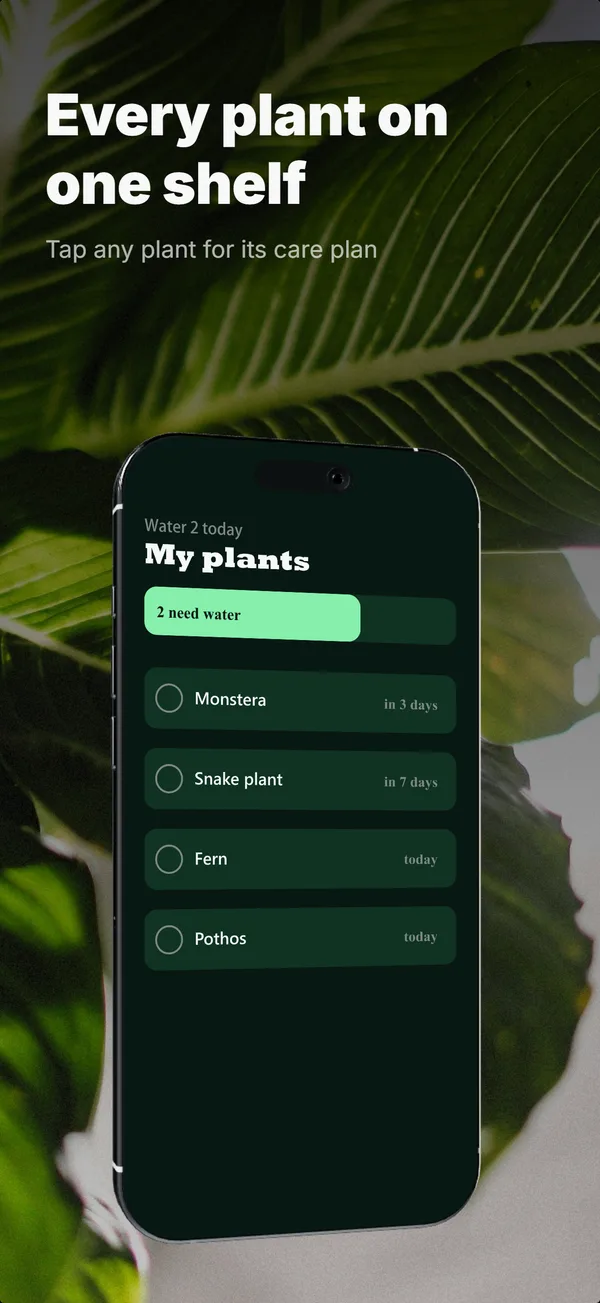 Sprig App Store screenshot frame 2: Every plant on one shelf