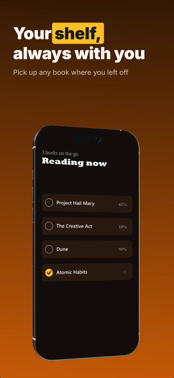 Margin App Store screenshot frame 2: Your shelf, always with you