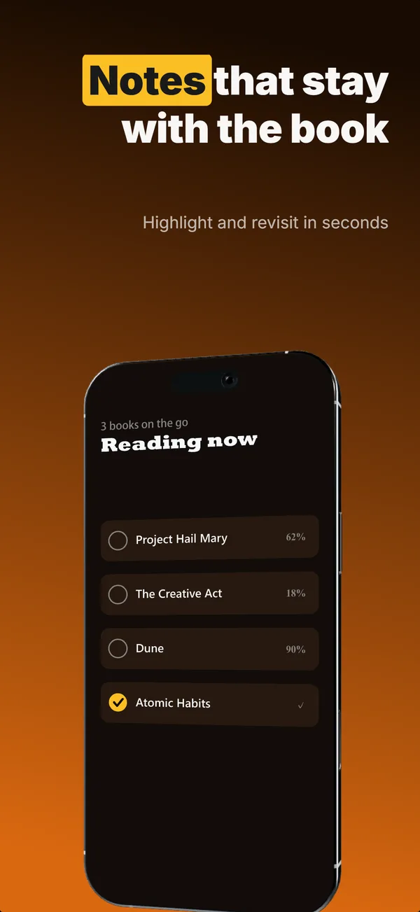 Margin App Store screenshot frame 4: Notes that stay with the book