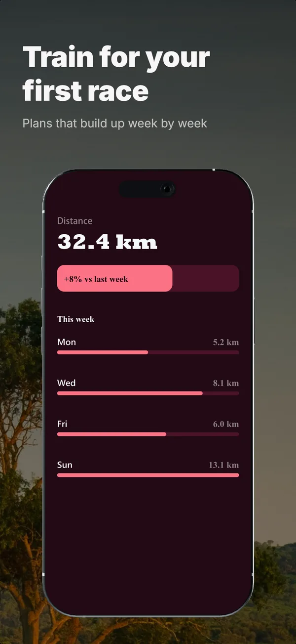 Generated store listing screenshot 3 of 5 for a running tracker app, sharing one palette and type scale across the set