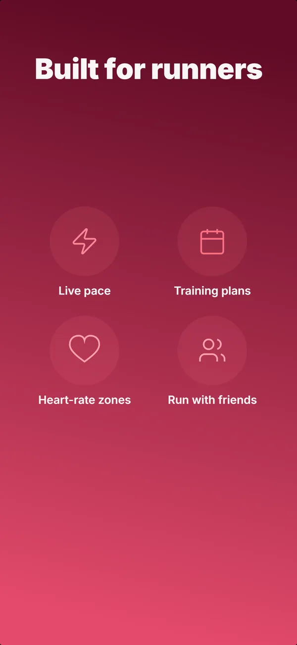 Generated store listing screenshot 4 of 5 for a running tracker app, sharing one palette and type scale across the set