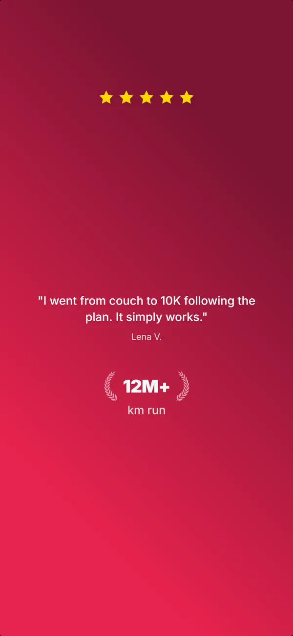 Strideway App Store screenshot frame 5: Trusted by 100,000 runners