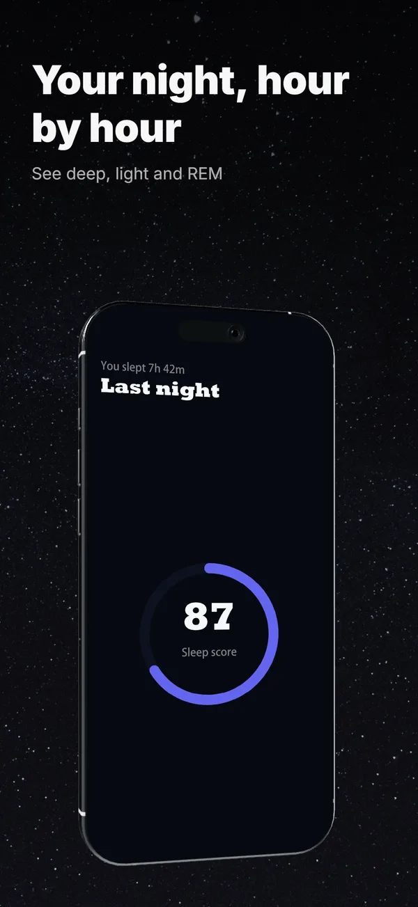 Doze App Store screenshot frame 2: Your night, hour by hour