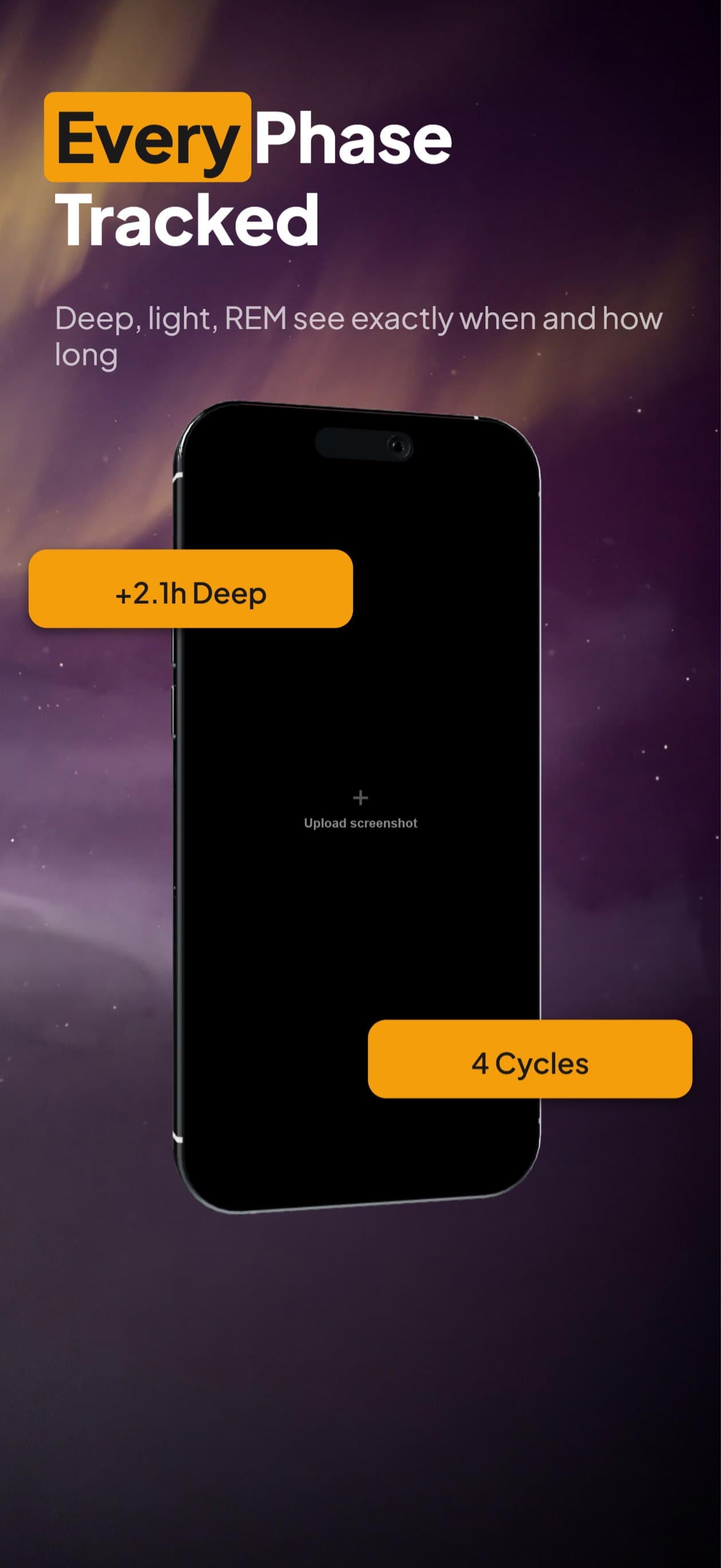 Panoramic App Store screenshot card 3 of 6, one continuous aurora night sky